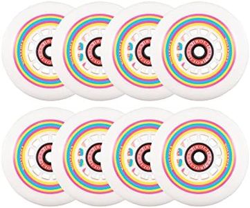 Rollerex Lollipop Boardwalk Inline Skate Wheels (8-Pack with Bearings, Spacers and Washers) (Various Size Options Available) Use on Roller Blades (76mm)