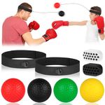 flintronic Boxing Reflex Ball Set - 4 Reaction Ball Plus 2 Adjustable Headband for Fitness MMA Muay Thai, Improve Adult/Kids Speed Reactions, Fight Skill and Hand Eye Coordination Training, Multicolor