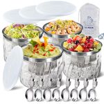 LIMOEASY Chilled Dip Bowl (4 Pack), 25oz Ice Serving Bowl with Lid for Parties, Cold Serving Dish for Hummus, Salsa, Guacamole, Sauces, Pasta