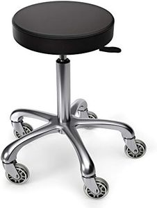 TASALON Rolling Stool - Adjustable Stool with Wheels - Soft Swivel Workbench Stool- Desk Stool Chair for Kitchen, Salon, Spa, Tattoo, Pedicure - Massage Stool Salon Stool Esthetician Chair – Black
