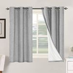 BellaHills 100% Blackout Linen Curtains for Bedroom Eyelet Blackout Curtains Faux Linen Curtains with White Liner Grommet Thermal Insulated Curtains, 2 Panels Set, 46 x 54 Inch, Dove Grey