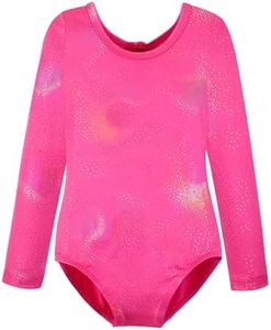 HOZIY Gymnastics Leotards for Girls Long Sleeve 2t 3t 12 18 24 months Rose Hot Pink Sleeved Dance Kids Toddlers Clothing Clothes Leo Glitter Sparkle Tumbling Ropa Gimnasia Para Niña