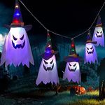 Halloween Decorations|Flying Ghost Hats,with Color LED String Lights, 5 Light up Hanging Ghost Outdoor Halloween Decorations Battery Operated Waterproof for Halloween Party Yard Decor