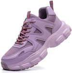 Dajingkj Steel Toe Shoes for Women Purple Sneakers Lightweight Safety Shoes Breathable Industrial Construction Work Shoes, Purple, 5.5