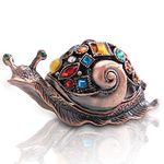 YU FENG Brown Snail Hinged Trinket Box Hand-Painted Jewelry Box Bejeweled Box Collectible for Women