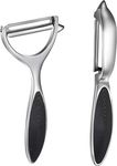 Navani Premium Set of 2 Stainless Steel Peelers for Kitchen - Versatile Vegetable and Fruit Peeler - Speed Peeler - Potatoes, Carrots, and More - Black Handle Silver Metal…