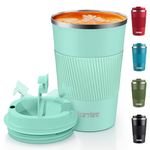 KETIEE Travel Mug Insulated Coffee Cup with Leakproof Lid, Reusable Coffee Cups Travel, Double Walled Coffee Travel Mug, Stainless Steel Coffee Mug for Hot Cold Drinks, 380ml Mint Green