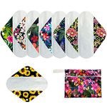 6+1Set Reusable Reusable Menstrual Pads Organic Bamboo Panty Liner Sets, Including 6pcs Daily Use Panty Liner + 1 pcs Mini Wet Bag