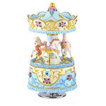 Mr.Winder Carousel Music Box Gift, 3-Horse with LED Light Musical Boxes, Best Christmas Valentine's Day Birthday Gifts for Wife, Girls, Friends, Kids, Babies Plays You are My Sunshine