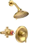 Bathroom Shower Faucet Set Gold: WOWOW Shower Combo Set with 6-Inch Rain Shower Head, Single Handle Shower Trim Kit Modern Shower System High Pressure (Valve Include）