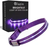 Blazin Brightest Light Up Dog Collars - The Original LED Dog Collar with 1,000 Feet of Visibility - USB Rechargeable Waterproof Dog Collar Light - Dog Lights for Night Walking - USA Brand
