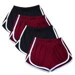WEBGGER 4 Pack Women's Cotton Yoga Dance Short Pants Sport Shorts Summer Athletic Cycling Hiking Sports Shorts (10, 2 Black + 2 Red)