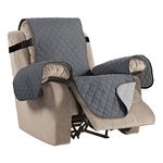 Water Repellent Quilted Recliner Chair Cover Recliner Cover Recliner Slipcver for Pets/Kids/Dogs, Non Slip with Durable Elastic Strap (Standard 22", Reversible Grey/Beige)