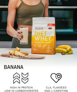 PhD Nutrition Diet Whey Protein Powder, Banana, 1kg Bag