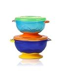 Nuby Stackable Suction Bowls – Air-Tight Seal Lid| Suction Base | Easy to Hold | Dishwasher Safe (Pack of 2)