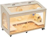 Hamster Cage, 32 inch Guinea Pig Cages Wooden Hamster Cages Enclosure and Habitats Chewproof Mice & Rat Cage with Platform Openable Top with Acrylic Sheets Small Animal Cage for Hedgehog Mouse Gerbil