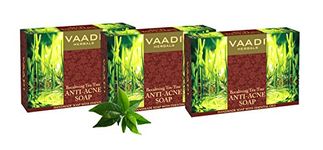 Tea Tree Soap (Tea Tree Oil Bath Bar Soap) - Handmade Herbal Soap (Aromatherapy) with 100% Pure Essential Oils - ALL Natural - Anti Acne Therapy - Each 2.65 Ounces - Pack of 3 (8 Ounces) - Vaadi Herbals