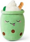 Ditucu Cute Boba Tea Plush Stuffed Bubble Tea Plushie Cartoon Soft Ice-Cream Milk Tea Cup Pillow Home Hugging Gift for Kids Green 9.4 inch