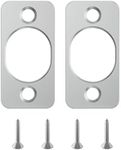 Deadbolt Strike Plate Door Backplate 1-1/8" x 2-1/4" Round Corner (Satin Chrome) Works with Any Level Lock - 2 Pack