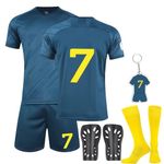 Sidesea Football Kits for Kids, Football Shirts Training Accessories Football Socks Guard Plate Keychain Football Jersey Boys Girls 2023/24 Home and Away Soccer Jerseys Football Gifts for Boys Girls