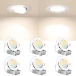 Amico 6 Pack 4 Inch 5CCT LED Gimbal Slim Recessed Pot Lights with Junction Box, Airtight Directional Dimmable Downlight,10W=70W 800LM, Canless IC-Rated Ceiling Lighting, ETL&FCC, White