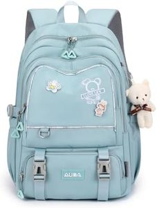 Amythe Sac à Dos pour Filles Cartable Primaire College Sac Ecole élégant et Léger pour les Adolescents pour 9-16ans, Sac D'école Grande Capacité Convient pour le Trolley, Bleu