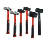 K Tool International 71770 6 Piece Hammer Set for Garages, Repair Shops, and DIY, Carbon-Steel Forged, Heat Treated, Fiberglass Handle, TPR Grip, Sledge, Cross Pein, Mallet, Dead Blow, Ball Hammers