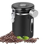 Perome Airtight Coffee Stainless Steel Container, Coffee Storage Set, 600g/21oz/1.8L with 1 Measure Spoon,for Coffee, Tea, Nuts and Powders, (Black)