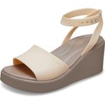 Crocs Women's Brooklyn Ankle Strap Wedge Sandal, Shitake, 8 UK