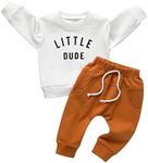 Toddler Baby Boy Clothes Letter Long Sleeve Sweatshirt Pullover Tops Long Jogger Pants Fall Winter Outfit Set Brown 12-18 Months