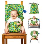 The totseat Portable Travel High Chair (Multi-Coloured Jungle Design) | Toddler High Chair Seat Cover (6-30months) | Washable, Adjustable, Convenient, Safety | Cloth Chair Harness