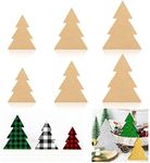 Whaline 6Pcs Christmas Tree Wooden Cutouts 3 Sizes Unfinished Xmas Tree Table Wooden Signs Farmhouse DIY Tiered Tray Decor for Christmas Home Kitchen Office Table Shelf Decor Party Supplies