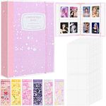 A5 Binder Photo Card Album, 3 Inch Kpop Photo Album Holder with 20 Sheets 4 Compartments Photo Sleeves(160 Pockets), Protective Cover, 6 Colorful Stickers, 6 Ring Photocard Binder