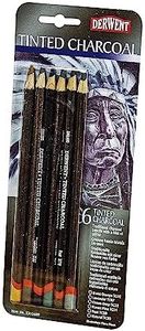 Derwent Tinted Charcoal Pencils, 4mm Core, Pack, 6 Count (2301689)