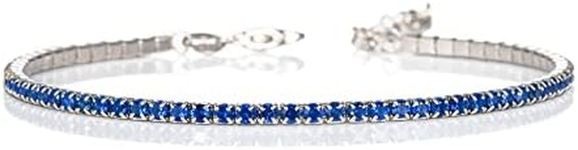 namana Pulseras de tenis azules, delicada pulsera azul zafiro en plata de ley 925, pulsera de tenis fina de plata, bonita pulsera de plata Para mujer Plata/Azul 16 cm