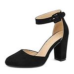 DREAM PAIRS Womens Black Suede High Heel Ankle Strap Party Pumps Shoes Size 7M US Angela