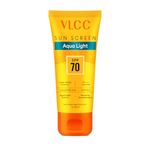 VLCC Aqua Light Sunscreen Gel SPF 70 PA++++ | Ultra-High UV Protection For All Skin Type | No White Cast | Non-Greasy, Fast-Absorbing | Hyaluronic Acid & Vitamin C | Sweat & Humidity Resistant - 100g