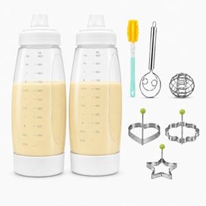 LITALAR 2 Pack Pancake Batter Dispenser Bottle Kit (2 Pack-White)