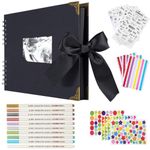 HASTHIP® DIY Scrapbook Photo Album Kit, Anniversary Gift for Couple Special, A4 DIY Wedding Album Set with Color Stickers, Color Pen, Graduations Album Memory Photo Album, 80Pages/40Sheet