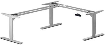 Progressive Automations Standing Desk Corner Frame. Adjustable Height and Width Legs with Triple Electric Motors for Home Office L Shaped Desk FLT-05 White