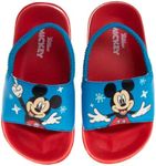 Disney Minnie Mickey Encanto Lightning McQueen Lilo n Stich Slides Backstrap Slip-On Beach Sandals (Toddler/Little Kid), Blue/Red, 9-10 Toddler
