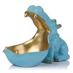 Hippo Figurine Candy Dish & Key Bowl - Unique Resin Hippopotamus Statue for Office Desk & Entry Table Decor - Multifunctional Sundries Container, Jewelry Stand, and Wallet Holder - Cute Hippo Gifts