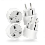 UK to Europe Adapter - 4-Pack UK to Eu Adapter Set - Type E/F EU Plug Adaptor - Safe European Plug Adapter with Socket Lock Mechanism - Powerful Europe Plug Adapter - Modern Travel Plug Adapter