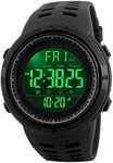 Big Dial Digital Watch S Shock Men Military Army Watch Water Resistant LED Sports Watches (C - Full Black)