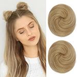 REECHO 2 PCS Mini Claw Clip in Messy & Cat Ears Hair Bun Extensions HB001 Wig Accessory Updo Hairpieces for Women Girls (Pack of 2-3" Straight, Golden Blonde and Bleach Blonde Mixed)