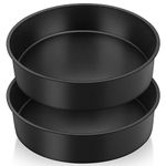 HaWare 9.5 Inch Cake Tin Set of 2, Non-Stick Stainless Steel Cake Pan for Baking Roasting Serving, Large Round Birthday Wedding Layer Cake Tins, Healthy & Non-Toxic, Rust Resistant (24cm, Black)