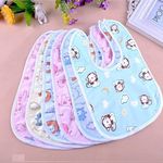 BabyGo Waterproof Spill Resistant Bibs, Baby Apron With Bib, Baby Bibs For 6 to 12 Months, Fastdry Bibs, Soft Cotton Bib (Set of 6)