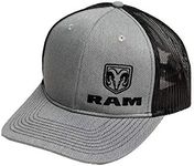 RAM Trucks Snapback Brushed Cotton Twill Fabric Trucker Hat for Men Heather Grey/Black, Heather Grey/Black, One Size