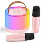 JB'S LAND™ 2024 New Karaoke Machine for Kids with Wireless Mics 4-12 Years Old Girls Birthday Toys Gifts for Girls Boys Ages 4, 5, 6, 7, 8, 9, 10, 12 +Year Old Birthday Party (K-12 Round Dual Mic)