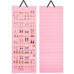 Hanging Earring Organizer Earring Holder with 20 Hooks, Holds Up to 304 Pairs, Lolalet Wall Earrings Hanger Pierced Earring Storage for Women Girls, Large Felt Stud Earring Display -Pink, 1 Pack